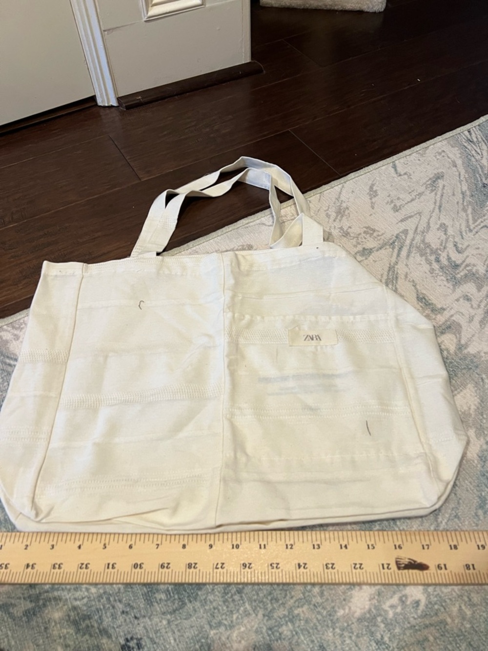Zara Cream Canvas Market Tote